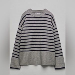 Zara navy and gray striped knit sweater (women’s)